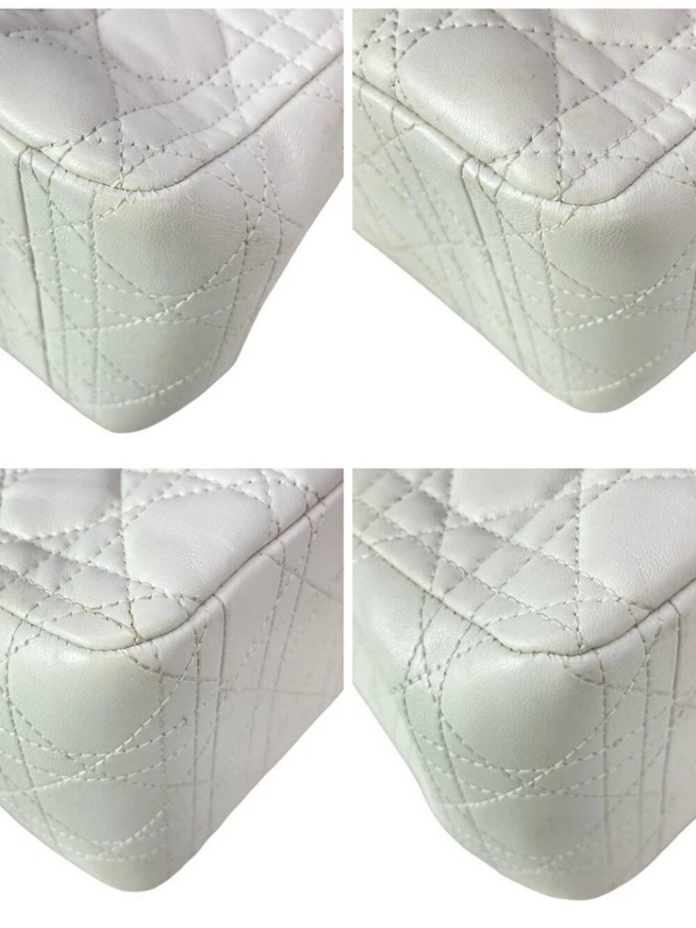 DIOR/ChristianDior Lady Dior Medium Bag White Lambskin Handbag - Picture 16 of 16